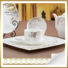 Placa de cerámica blanca cuadrada barata al por mayor, sistema turco del servicio de mesa